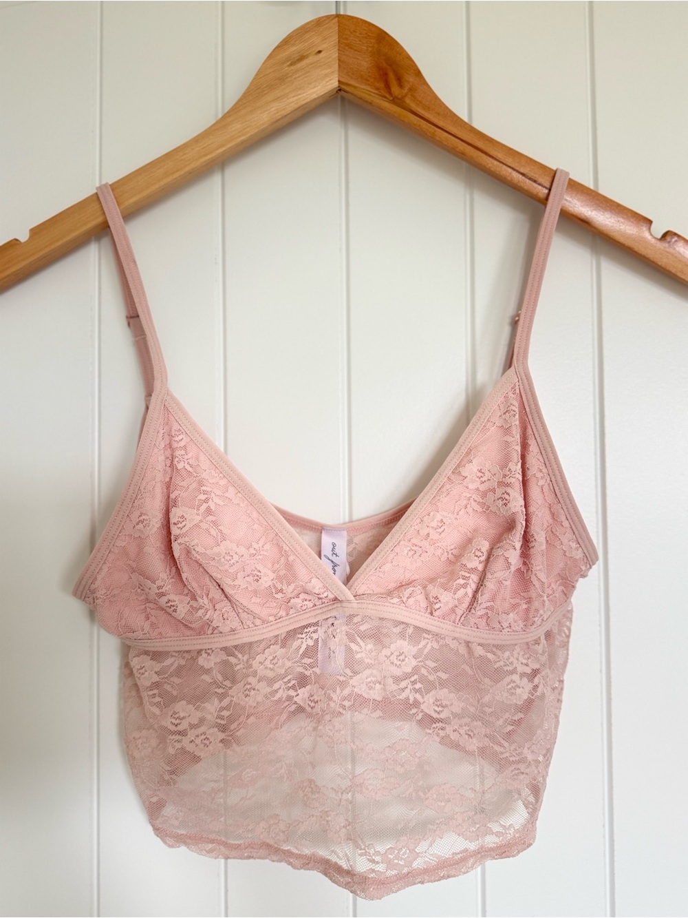 Urban Outfitters Out From Under Pink Sheer Floral Lace Cami Crop Top Bralette S